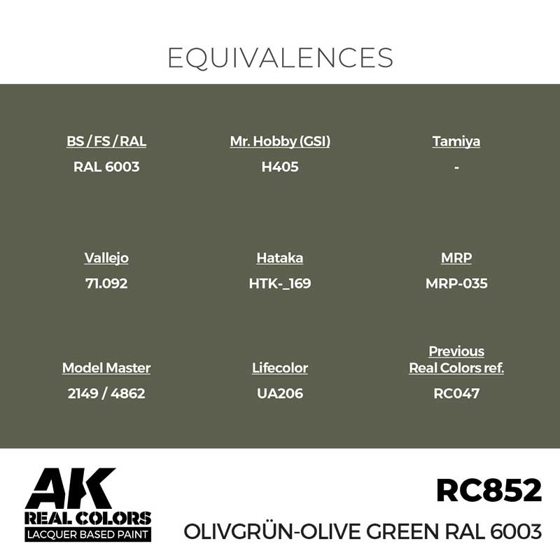 AK Interactive Real Color - Olivgrn-Olive Green RAL 6003 (17ml) RC852
