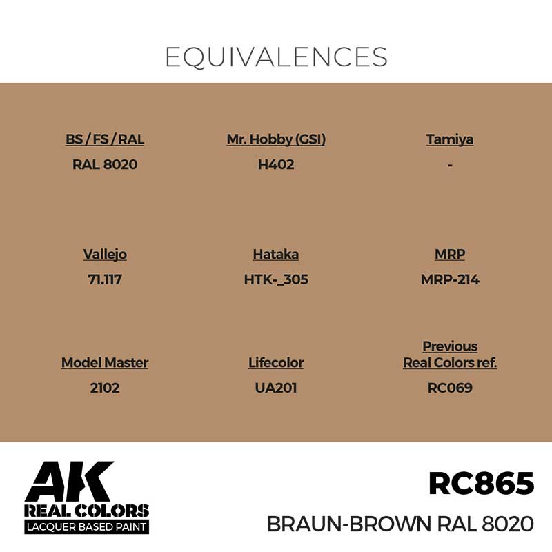 AK Interactive Real Color - Braun-Brown RAL 8020 (17ml) RC865