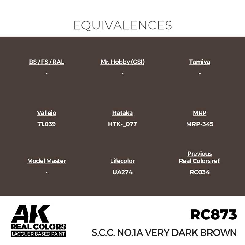 AK Interactive Real Color - S.C.C. No.1A Very Dark Brown (17ml) RC873