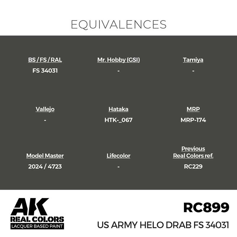 AK Interactive Real Color - US Army Helo Drab FS 34031 (17ml) RC899
