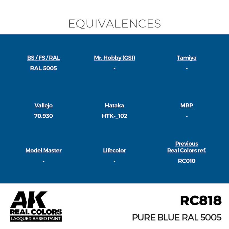 AK Interactive Real Color - Pure Blue RAL 5005 (17ml) RC818