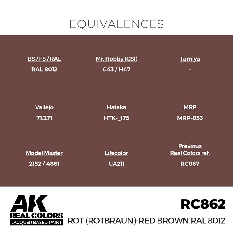 AK Interactive Real Color - Rot (Rotbraun)-Red Brown RAL 8012 (17ml) RC862