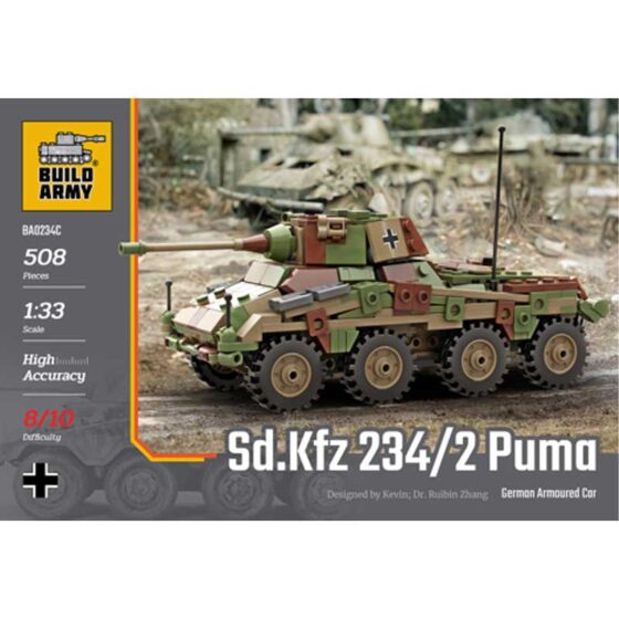 Build Army Sd. Kfz. 234/2 Puma Armoured Car 508pcs BA0234C Build Army Sd. Kfz. 234/2 Puma Armoured Car 508pcs BA0234C