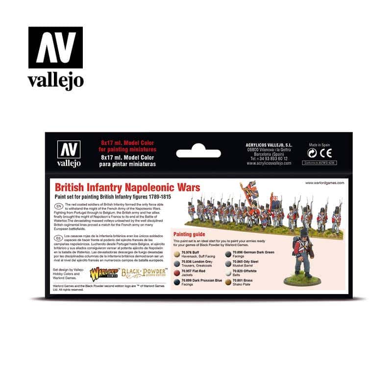 Vallejo British Infantry Napoleonic Wars Model Color Paint Set 70.163
