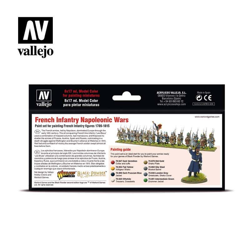 Vallejo French Infantry Napoleonic Wars Model Color Paint Set 70.164