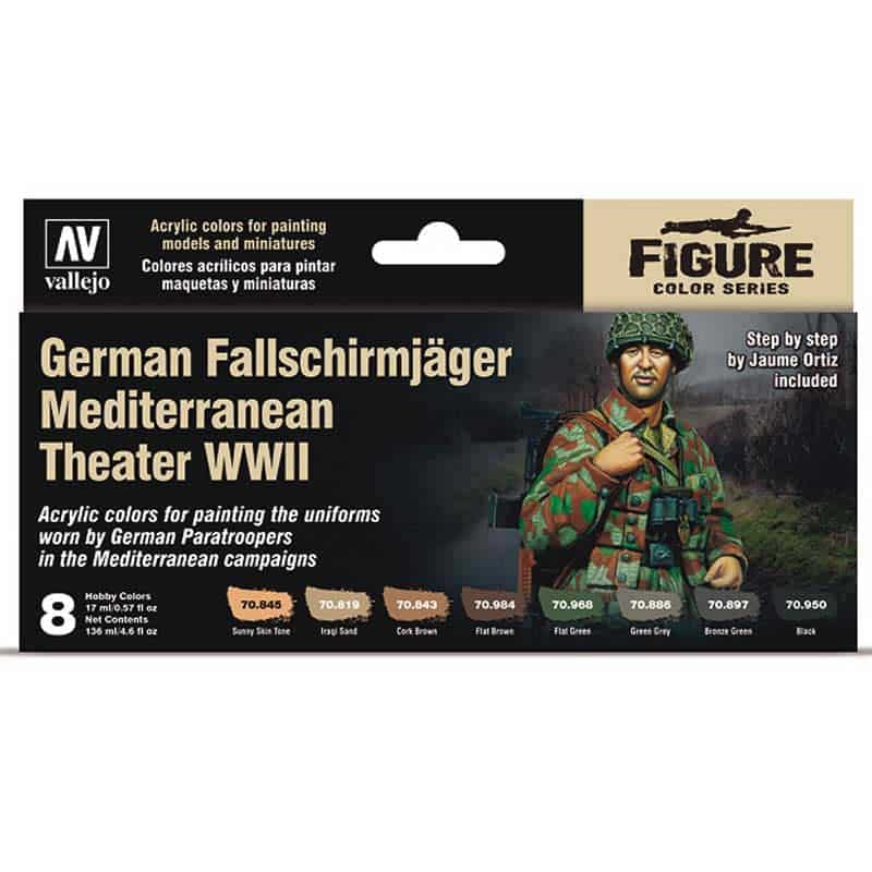 Vallejo German Fallschirmjager Mediterranean Theater WWII Model Color Paint Set 70.188 Vallejo German Fallschirmjager Mediterranean Theater WWII Model Color Paint Set 70.188