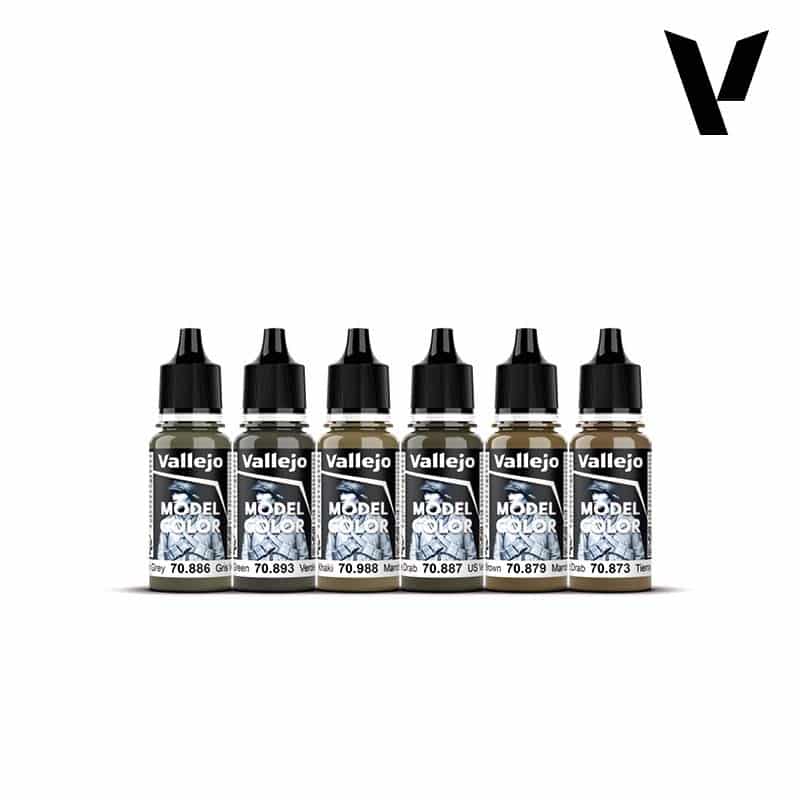 Vallejo WWII American Armour & Infantry Model Color Paint Set 70.203