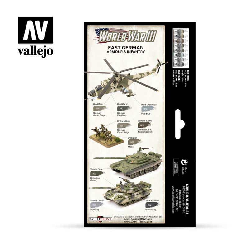 Vallejo WWIII East German Armour & Infantry Model Color Paint Set 70.224