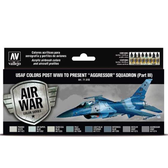 Vallejo Paint Set USAF colors post WWII to present Aggressor Squadron (Part III) 71.618 Vallejo Paint Set USAF colors post WWII to present Aggressor Squadron (Part III) 71.618