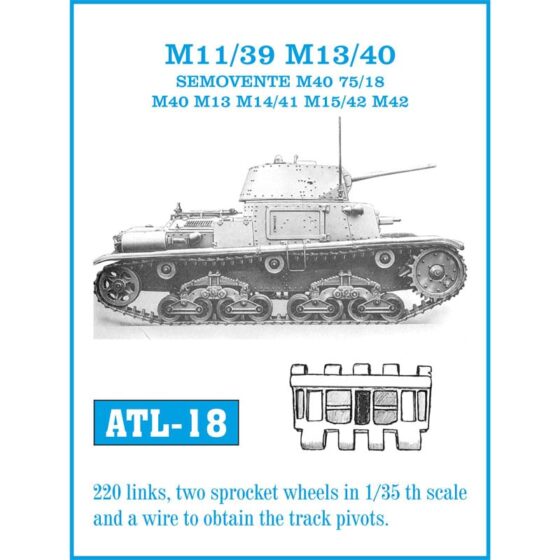 Friulmodel M11/39 M13/40 Semovente M40–M42 Metal Tracks (1/35) ATL-018 Friulmodel M11/39 M13/40 Semovente M40–M42 Metal Tracks (1/35) ATL-018