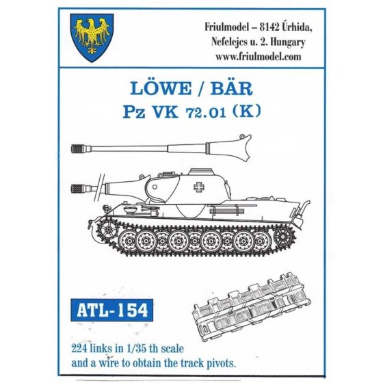 Friulmodel Lowe BAR Pz VK 72.01 K Metal Tracks (1/35) ATL-154 Friulmodel Lowe BAR Pz VK 72.01 K Metal Tracks (1/35) ATL-154