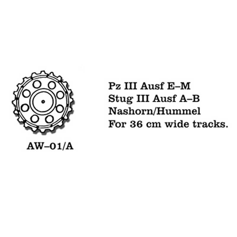 Friulmodel Pz III Stug III Nashorn Hummel Wheels (1/35) AW-01A