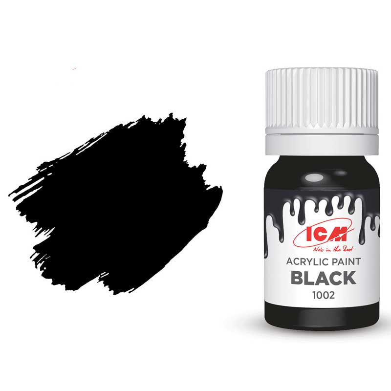 ICM Acrylic Paint - Black (12ml) 1002 ICM Acrylic Paint - Black (12ml) 1002