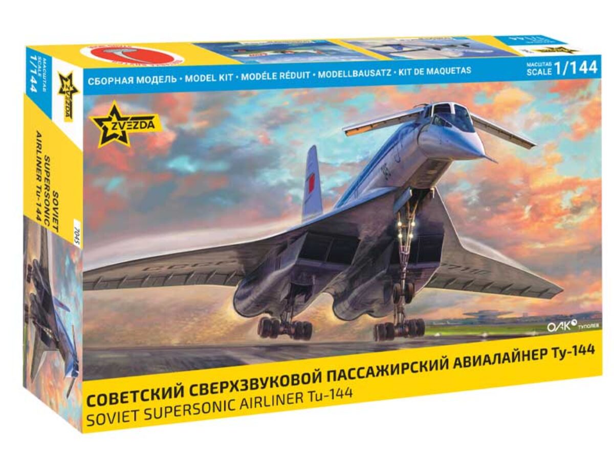 Zvezda Tu-144 Tupolev Supersonic Civil Airliner (1/144) 7045