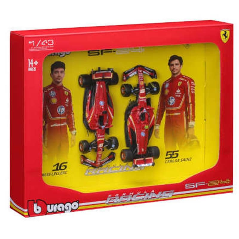 1/43 Ferrari SF-24 2024 Twin Pack – Charles Leclerc & Carlos Sainz Bburago BBU36856
