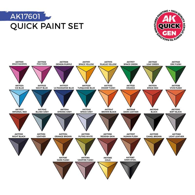 AK Interactive Quick Gen Paint Set - Quick Paint Set 36 Quick Gen Colors (2 Brushes) AK17601 AK Interactive Quick Gen Paint Set - Quick Paint Set 36 Quick Gen Colors (2 Brushes) AK17601