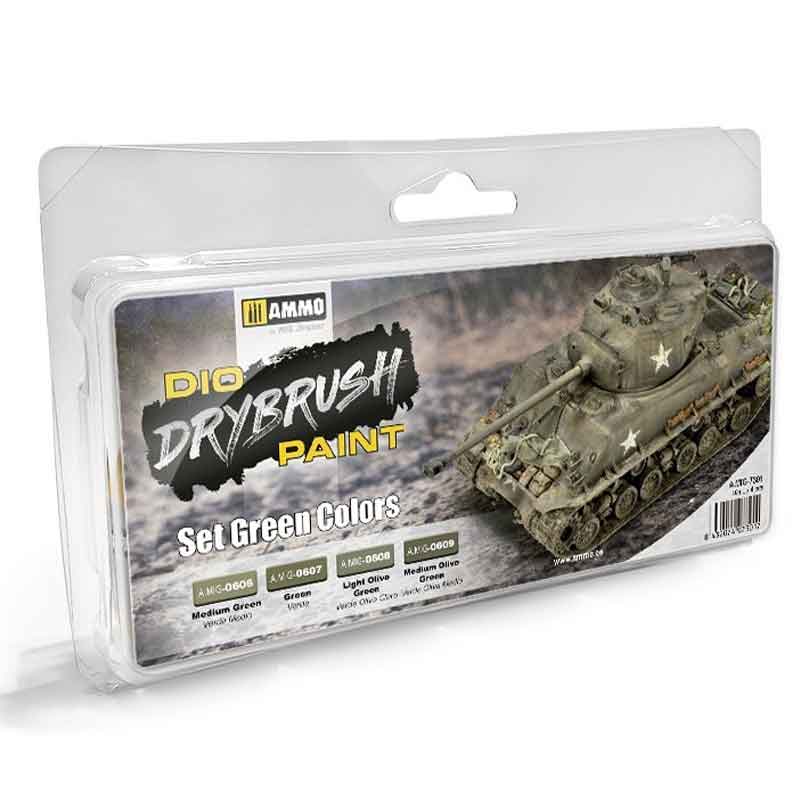 Ammo DRYBRUSH Set Green Colours A.MIG-7301