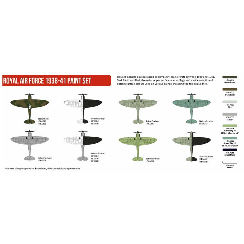 Hataka Royal Air Force 1938-41 Paint Set Red Line HTK-AS121