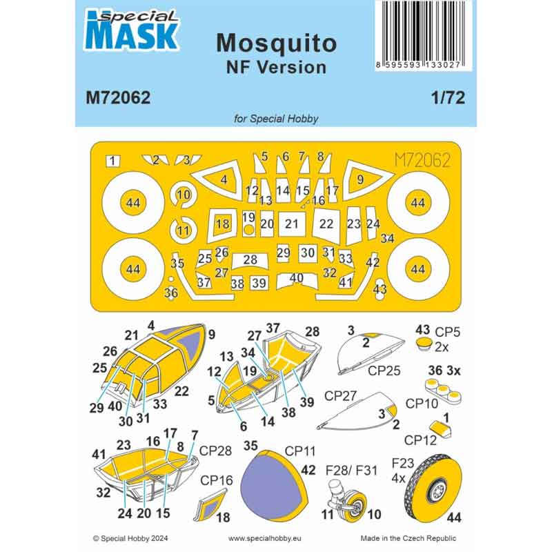 Special Hobby Mosquito NF Canopy Mask (1/72) M72062