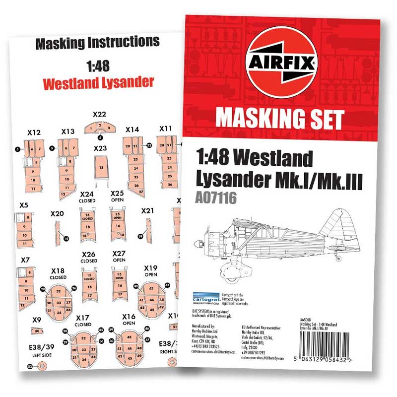 Airfix Masking Set Westland Lysander Mk.I/Mk.III (1/48) A65008