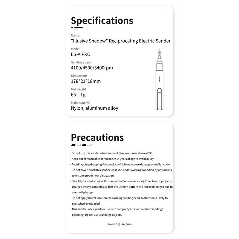 DSPIAE Illusive Shadow Reciprocating Electric Sander PRO ES-A PRO
