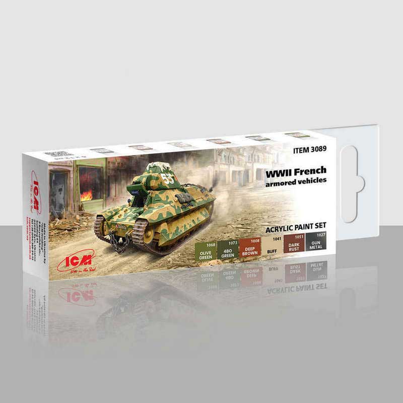 ICM WWII French Armored Vehicles Acrylic Paint Set (6x12ml) 3089
