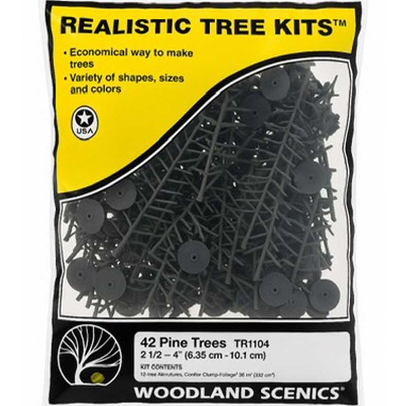 Woodland Scenics Conifer Green Trees (42/Kit) WTR1104