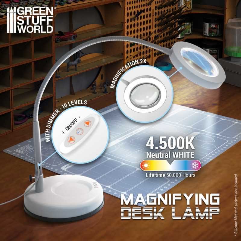 Green Stuff World Magnifying Desk Lamp Faded White 5595