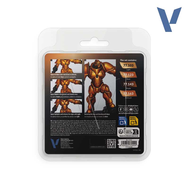 Vallejo True Metallic Metal Imperial Gold Paint Set 77.252