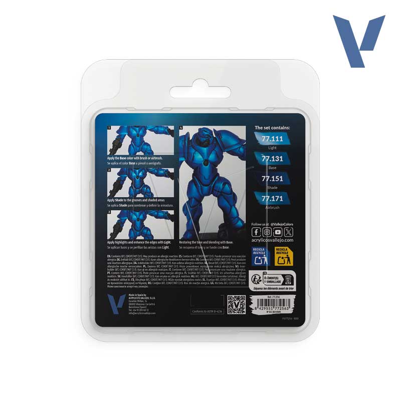 Vallejo True Metallic Metal Sapphire Blue Paint Set 77.256