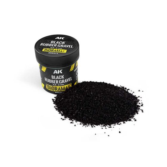 AK Interactive Black Rubber Gravel 0.8–2mm (100ml) AK8311 AK Interactive Black Rubber Gravel 0.8–2mm (100ml) AK8311