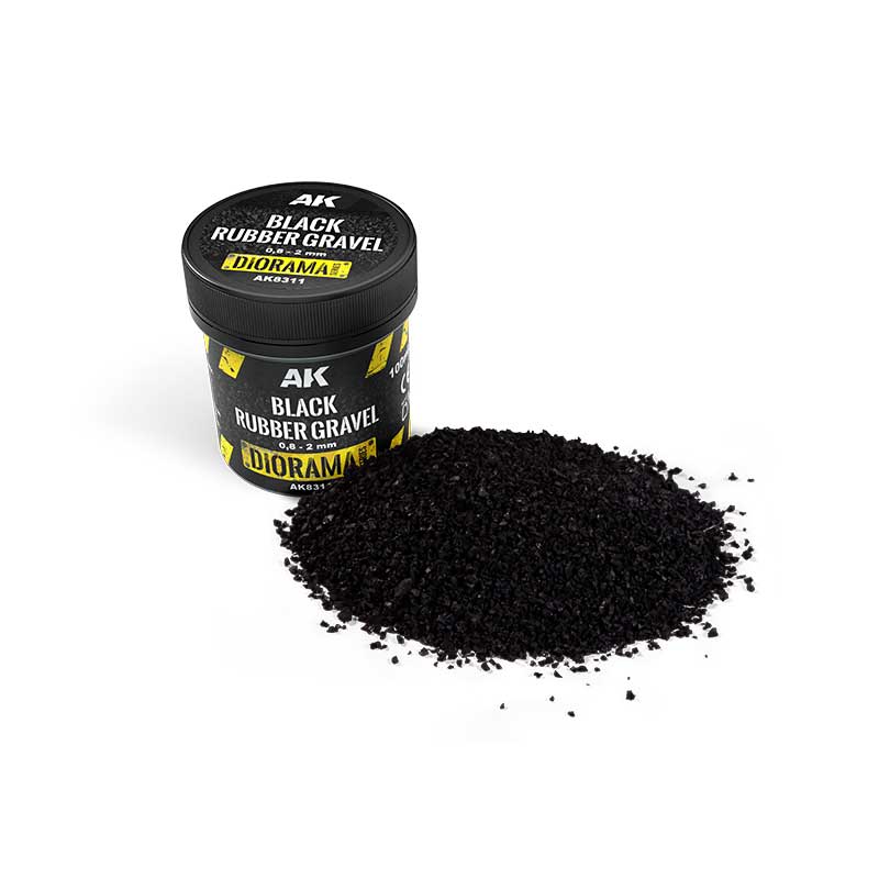 AK Interactive Black Rubber Gravel 0.8–2mm (100ml) AK8311