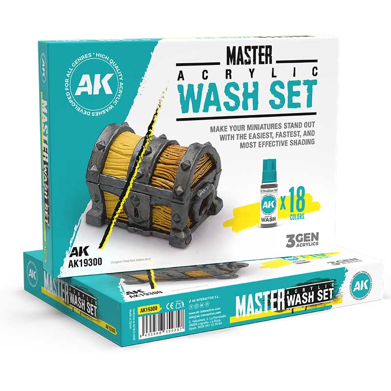 AK Interactive Master Acrylic Wash Set Full Range 18 Colors AK19300