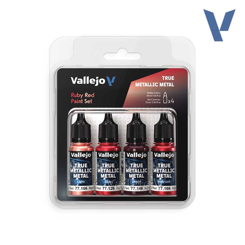 Vallejo True Metallic Metal Ruby Red Paint Set 77.254