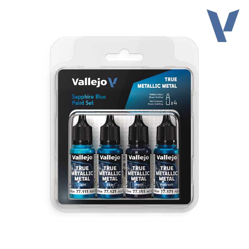 Vallejo True Metallic Metal Sapphire Blue Paint Set 77.256