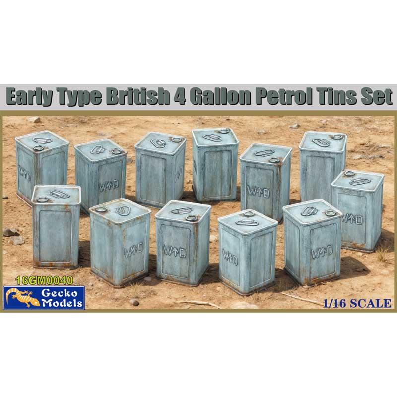 Gecko Models Early Type British 4 Gallon Petrol Tins (1/16) 16GM0040