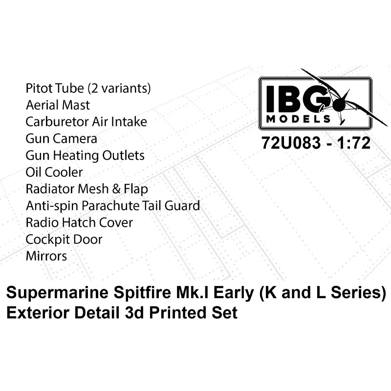 IBG Supermarine Spitfire Mk.I Early Exterior Detail Set (1/72) 72U083