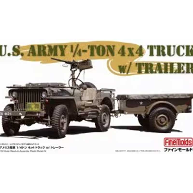 Fine Molds U.S. Army 1/4 Ton 4x4 Truck & Cal.50 & Trailer (1/20) 82002