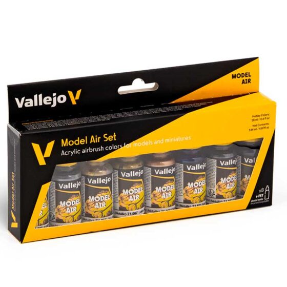 Vallejo Model Air Paint Set Metallic Colors (8x17ml) 71.176 Vallejo Model Air Paint Set Metallic Colors (8x17ml) 71.176