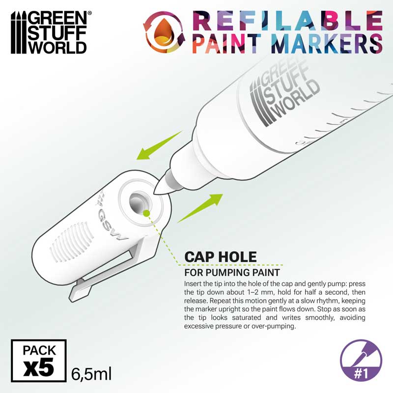 Alternative view of GreenStuffWorld Refillable Markers 1 – Detail (5 Units) 14193