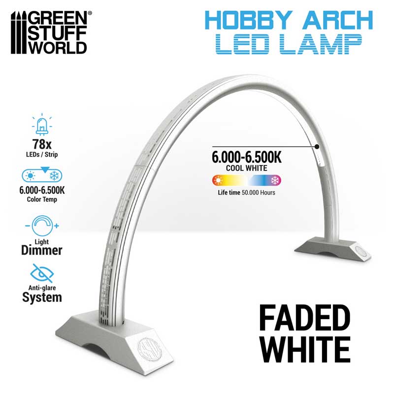 Alternative view of GreenStuffWorld Hobby Arch LED Lamp Faded White