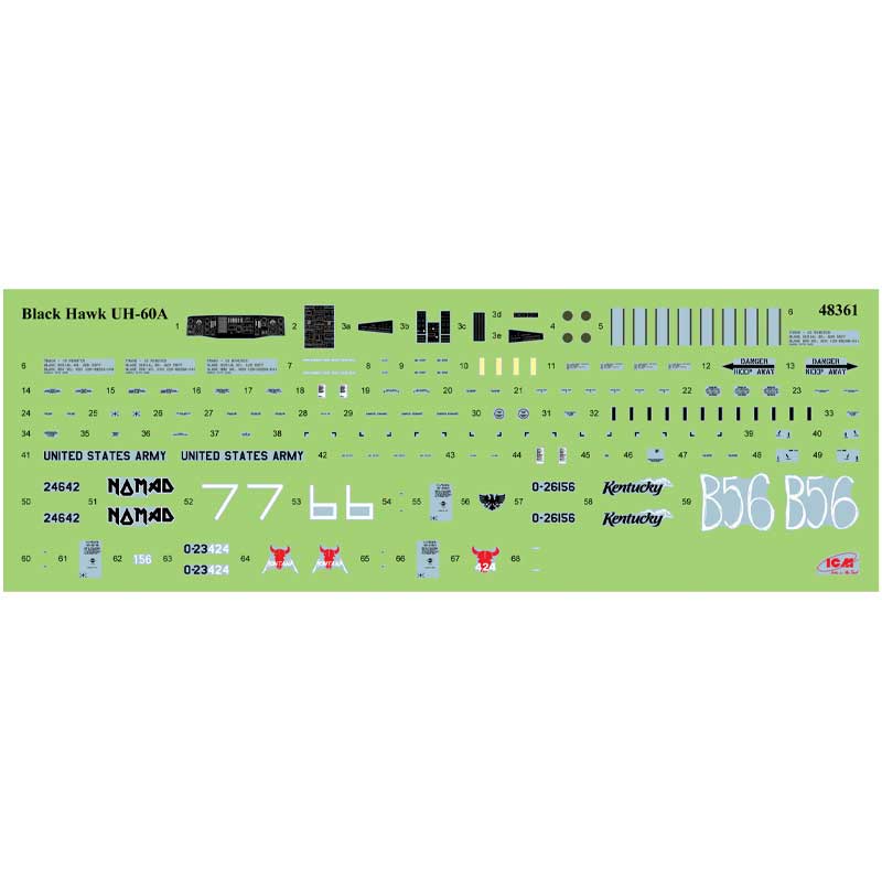 Alternative view of ICM UH-60A Black Hawk Helicopter with 3 Crew Figures (1/48) 48364