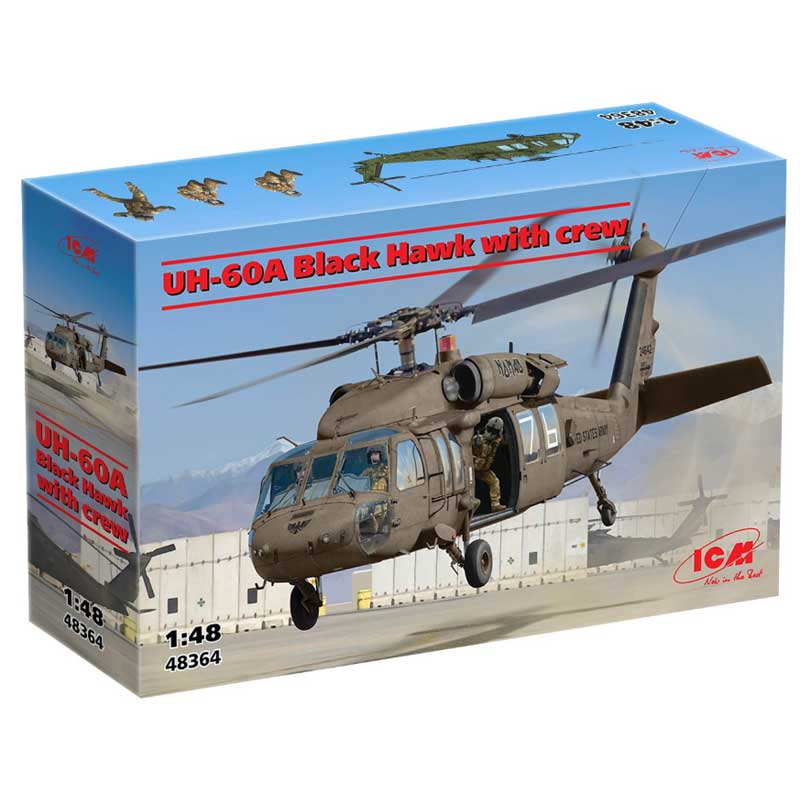 ICM UH-60A Black Hawk Helicopter with 3 Crew Figures (1/48) 48364 ICM UH-60A Black Hawk Helicopter with 3 Crew Figures (1/48) 48364