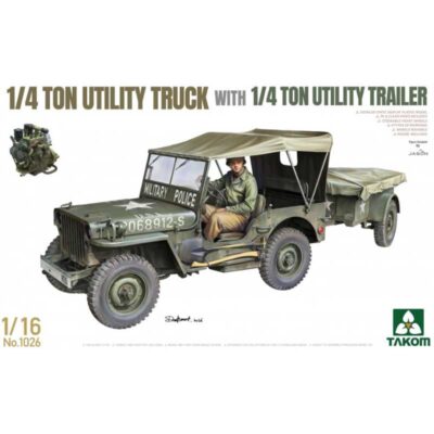 Takom 1/4 Ton Utility Truck & Utility Trailer (1/16) 1026
