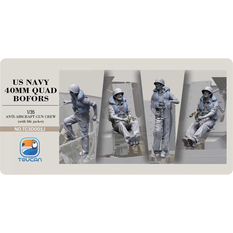 Toucan Models U.S. Navy Bofors Gun Crew With Life Jackets Set 1 (1/35)