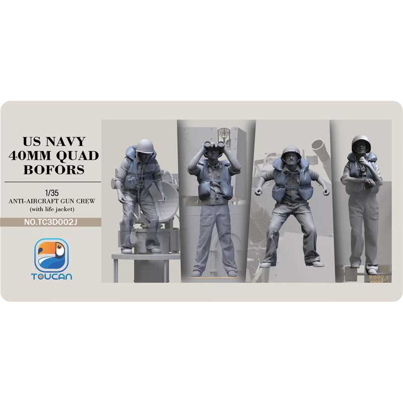 Toucan Models U.S. Navy Bofors Gun Crew With Life Jackets Set 2 (1/35)