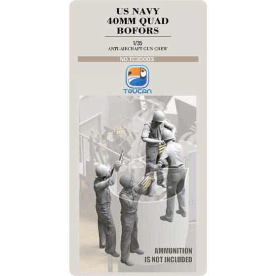 Toucan Models U.S. Navy Bofors Gun Crew Set 3 (1/35) TC3D003 Toucan Models U.S. Navy Bofors Gun Crew Set 3 (1/35) TC3D003