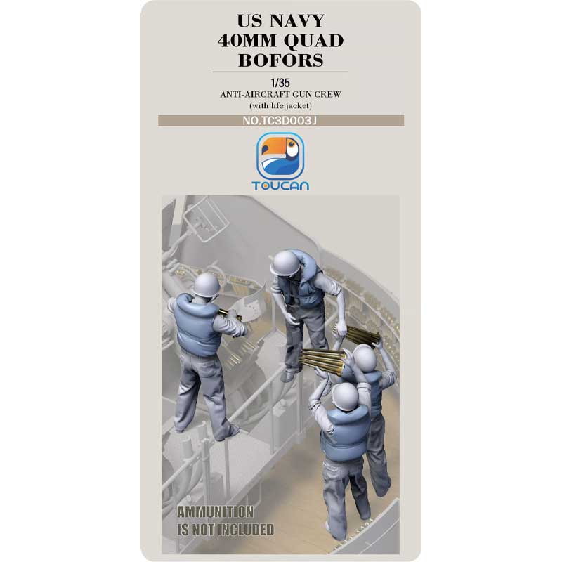 Toucan Models U.S. Navy Bofors Gun Crew With Life Jackets Set 3 (1/35)