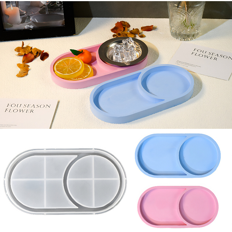 Dual-Cavity Oval Tray Silicone Mould