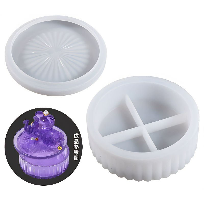 Round Lidded Storage Box Silicone Mould